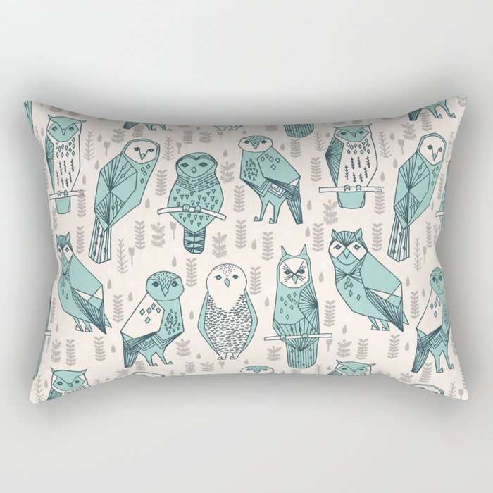 Parliament of Owls - Pale Turquoise by Andrea Lauren Rectangular Pillow