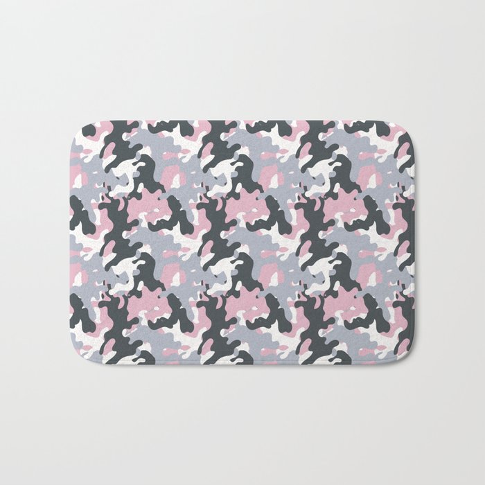 Pink and grey abstract Army camouflage Pattern  Bath Mat