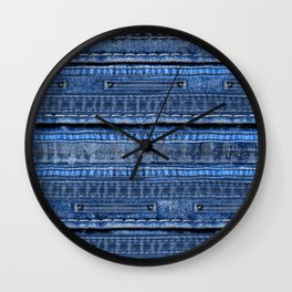 Cool Blue Jeans Denim Patchwork Design Wall Clock