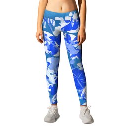 geraniums in blue and white Leggings | Leaves, Watercolor, Leaf, Cold, Flowers, Vintage, Painting, Abstract, Illustration, Flower 