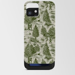 Bigfoot / Sasquatch Toile de Jouy in Forest Green iPhone Card Case