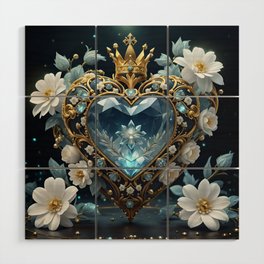 Blue Diamond Heart Wood Wall Art