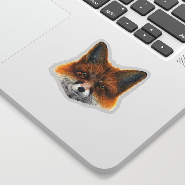 Fox face - Painting in acrylic Sticker