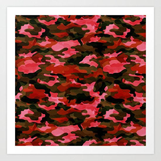 Camouflage (Red) Art Print