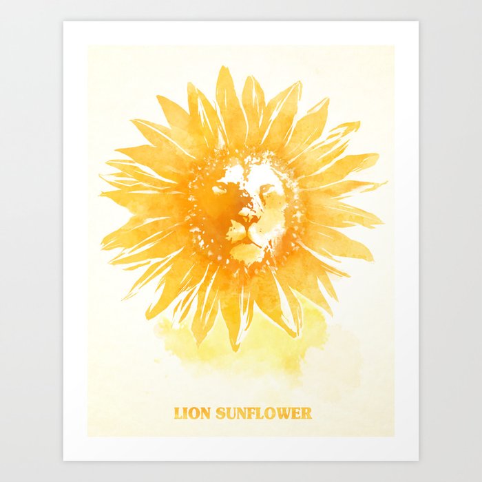 Lion Sunflower Art Print