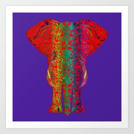 Rainbow Ganesha (Purple Background) Art Print