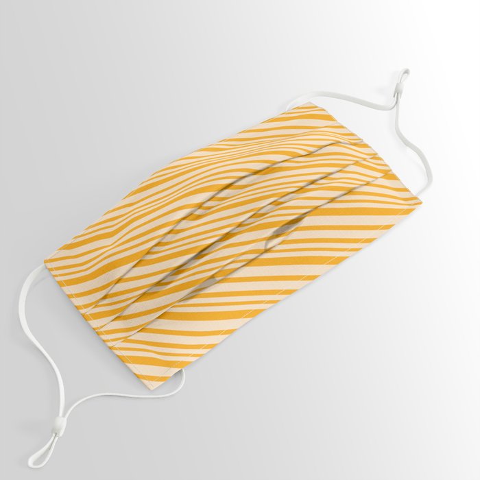 Bisque and Orange Colored Lines/Stripes Pattern Face Mask