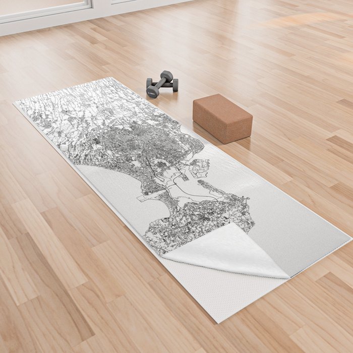 Denpasar White Map Yoga Towel