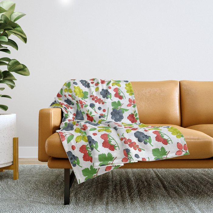 Colorful Berries Pattern Throw Blanket