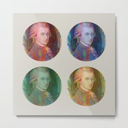 Portraits of Mozart - on light grey background Metal Print