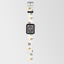 Colorado Aspen Tree Leaves Hand-painted Watercolors in Golden Autumn Shades on Clear Apple Watch Band