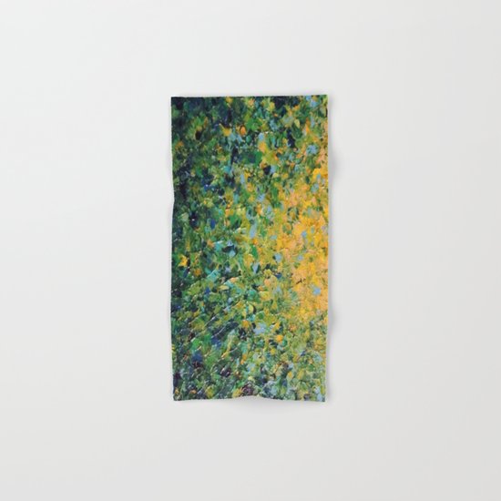 IRISH SUNRISE - Beautiful BOLD Lime Kelly Forest Green Sunrise Sunset Abstract Nature Painting Hand & Bath Towel