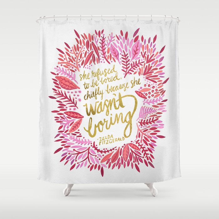 Zelda Fitzgerald – Pink on White Shower Curtain