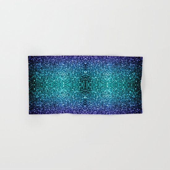 Beautiful Aqua blue Ombre glitter sparkles Hand & Bath Towel