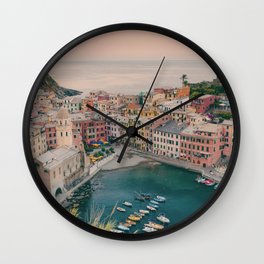 Cinque Terre, Italy Wall Clock | Ocean, Coastal, Summer, Travel, Italy, Europe, Photo, Colorful, Holiday, Sea 
