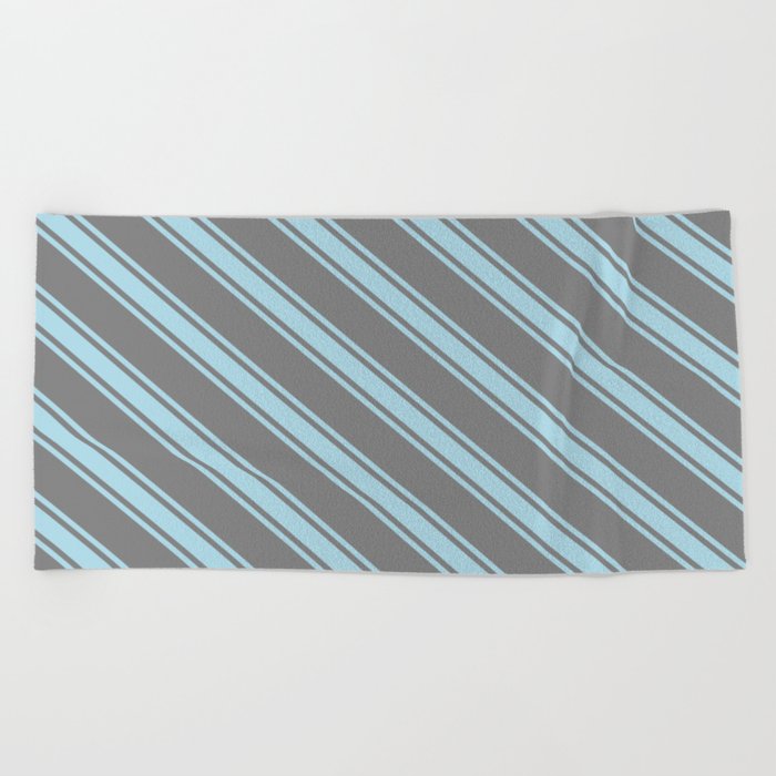 Grey & Light Blue Colored Stripes Pattern Beach Towel