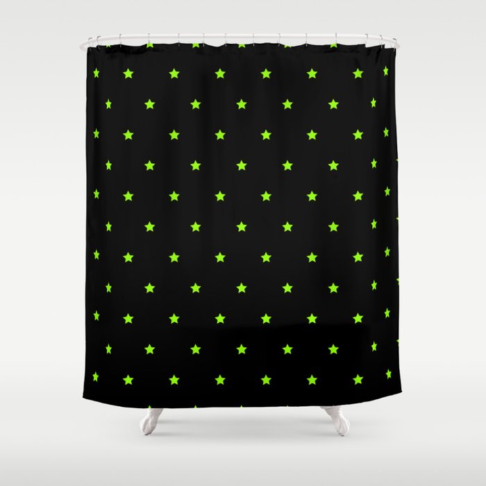 Neon Green And Black Magic Stars Collection Shower Curtain