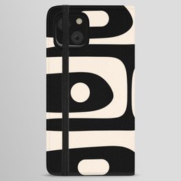 Mid Century Modern Piquet Abstract Pattern in Black and Almond Cream iPhone Wallet Case
