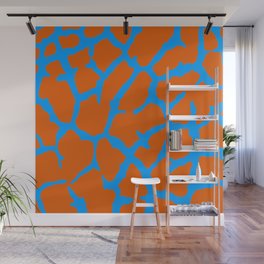 Giraffe Print Orange Cyan Wall Mural