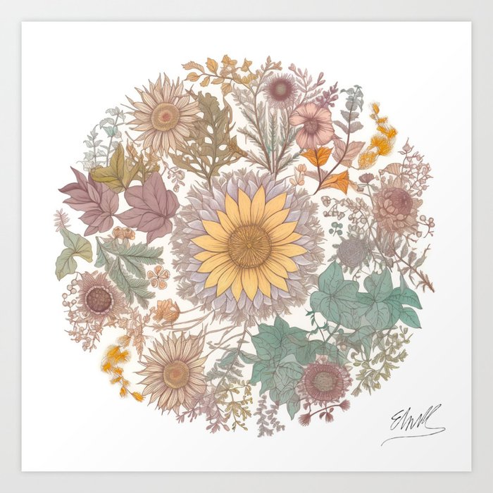 mandala botanica Art Print