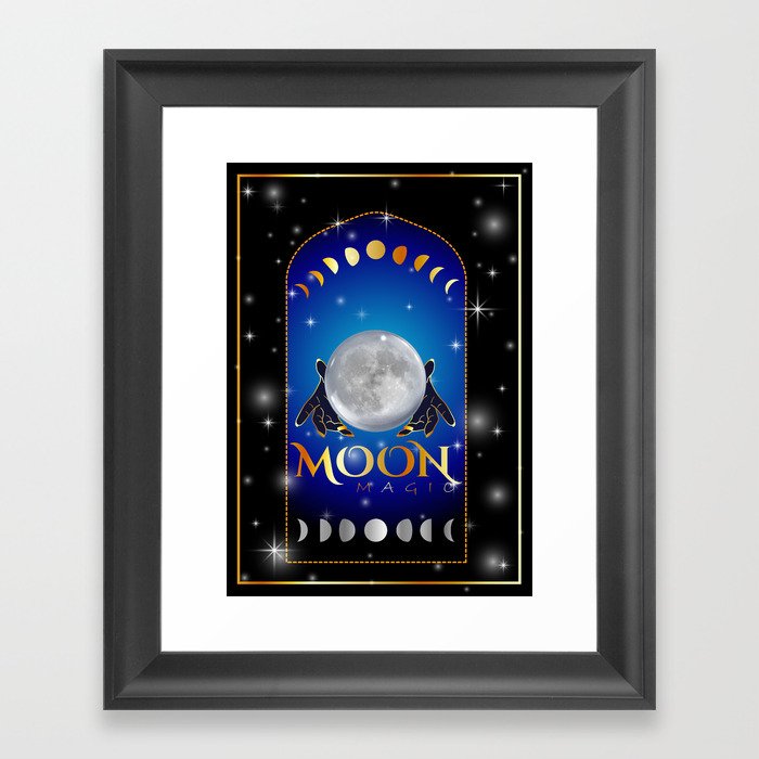 Witch Hands holding the full moon	 Framed Art Print