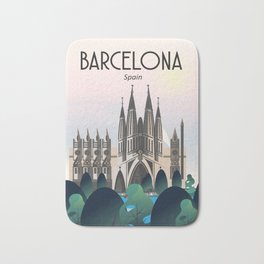 Barcelona la sagrada familia Bath Mat | Landscape, Vintage, Print, La, Tourist, Barcelon, Spain, Familia, Retro, Travel 