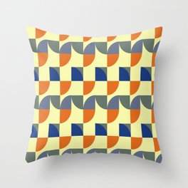 Vintage Revival pattern Geometric Graphic Design yellow grey blue  Throw Pillow