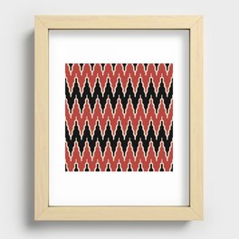 Chevron Pattern 523 Black and Burgundy Red Recessed Framed Print