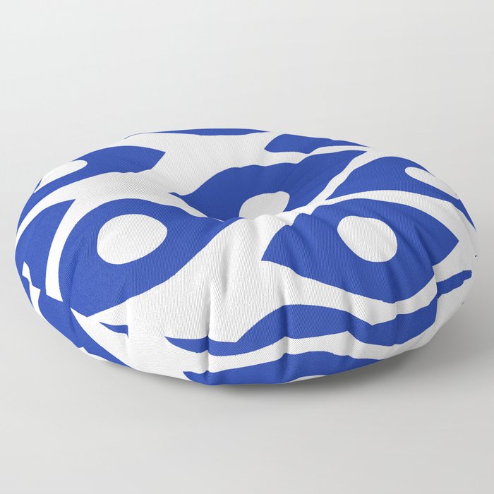 Blue and White Pattern Fish Eye Design Floor Pillow