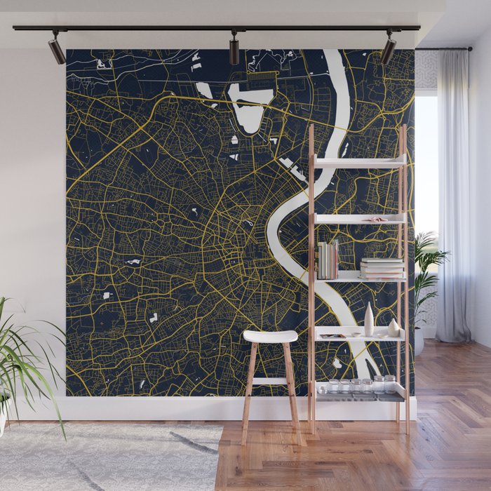Bordeaux City Map of France - Gold Art Deco Wall Mural