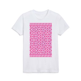 Greek Key (Dark Pink & White Pattern) Kids T Shirt