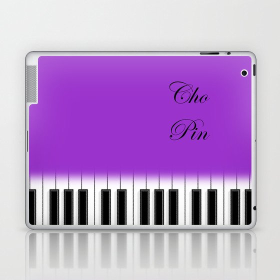 Violet, twisted Chopin name and piano keyboard Laptop & iPad Skin