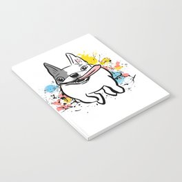 Running French Bulldog with Paint Splatters Notebook