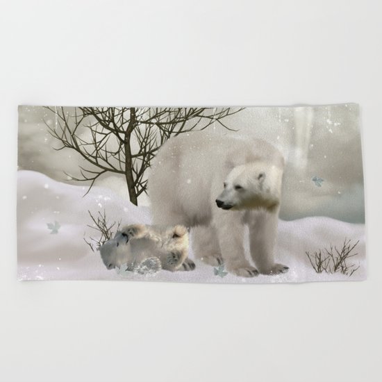 Awesome polar bear Beach Towel