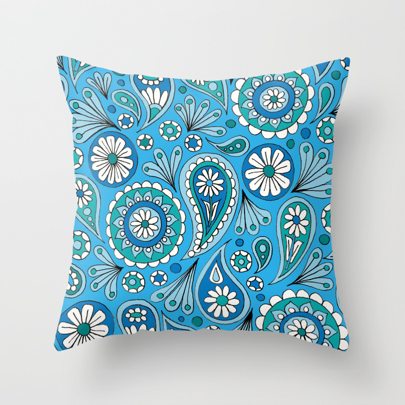 Blue Paisley Floral Throw Pillow By Sarahoelerich Society6