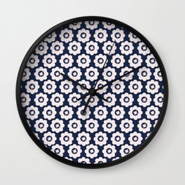 Navy Retro Floral Wall Clock