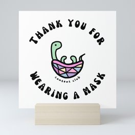 "Thank You For Wearing A Mask" Turtle - White Mini Art Print