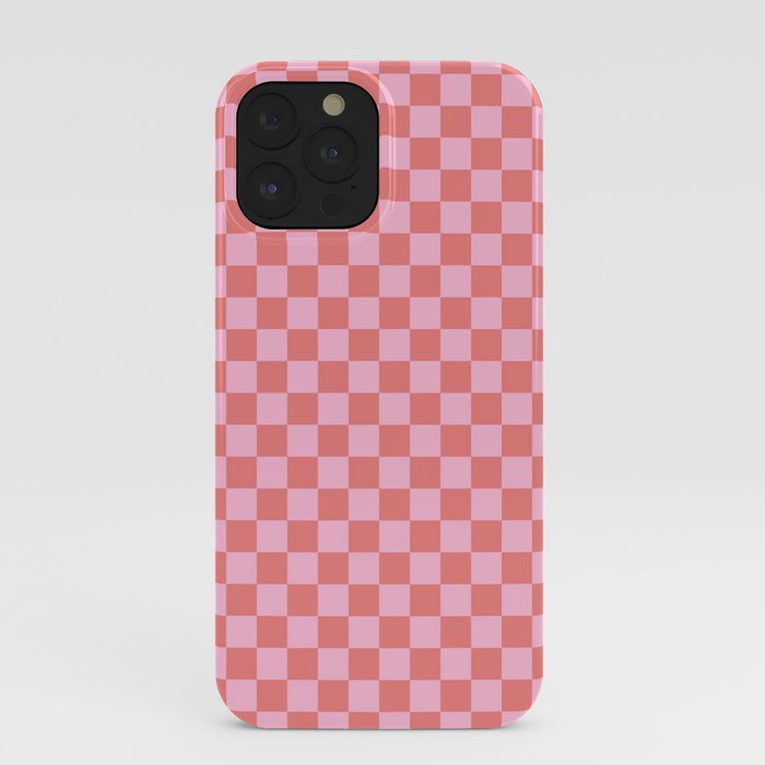 Cotton Candy Pink and Coral Pink Checkerboard iPhone Case