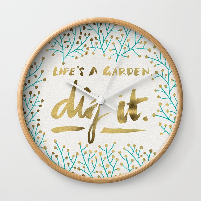 Dig It – Gold & Turquoise Wall Clock