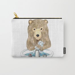Bear washing hands bath watercolor painting Carry-All Pouch