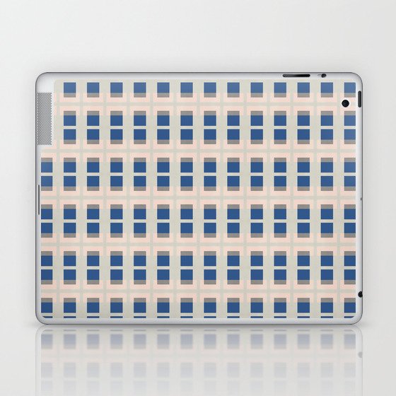 80s Mid Century Rectangles Blue Beige Laptop & iPad Skin