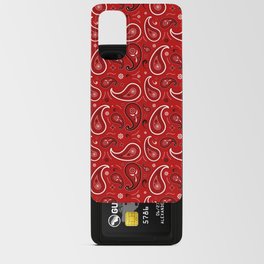 Black and White Paisley Pattern on Red Background Android Card Case