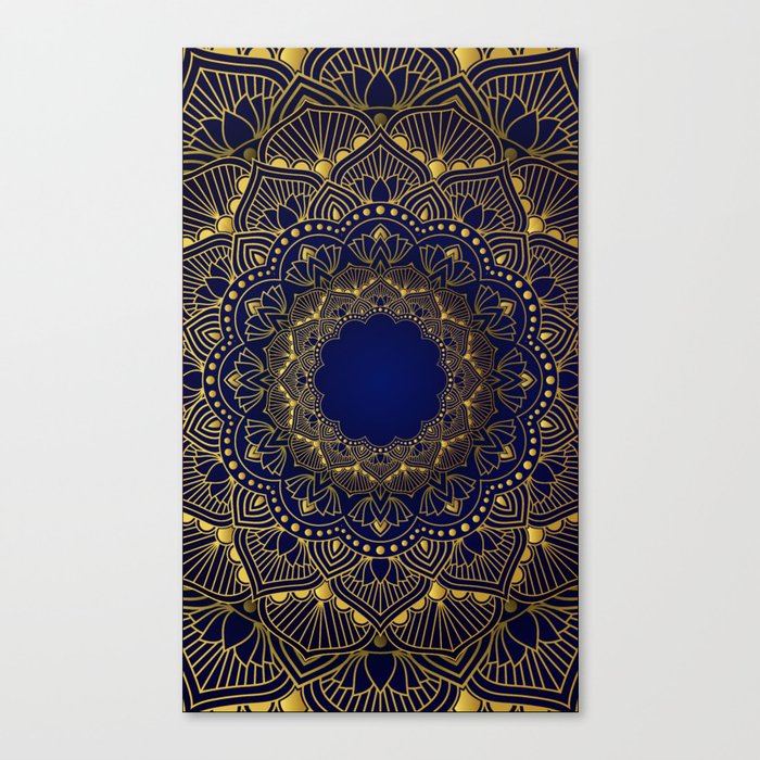 Yellow & Blue Color Mandala Art Design Canvas Print