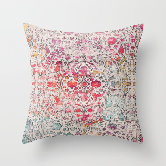 N258 - Vintage Glam Farmhouse Boho Traditional Floral Moroccan Style Throw Pillow