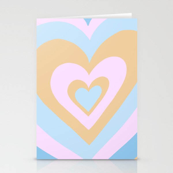 Love Power - Retro Blue, Pink, and Orange Stationery Cards