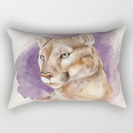 Mountain Lion Watercolor Animal Painting Rectangular Pillow