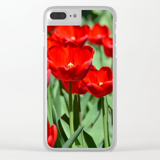 Red Tulips Clear iPhone Case