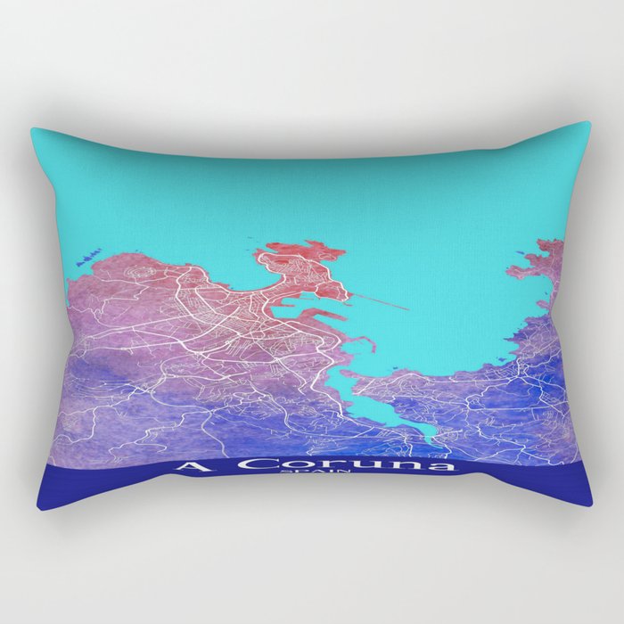 A Coruna Watercolor Map Rectangular Pillow