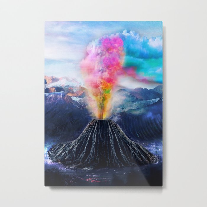Rainbow Volcano Metal Print