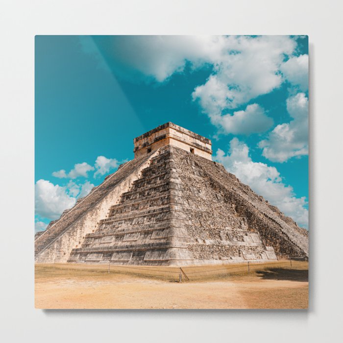 Mexico Photography - The Mexican Pyramid Surrounded By Dirt Metal Print